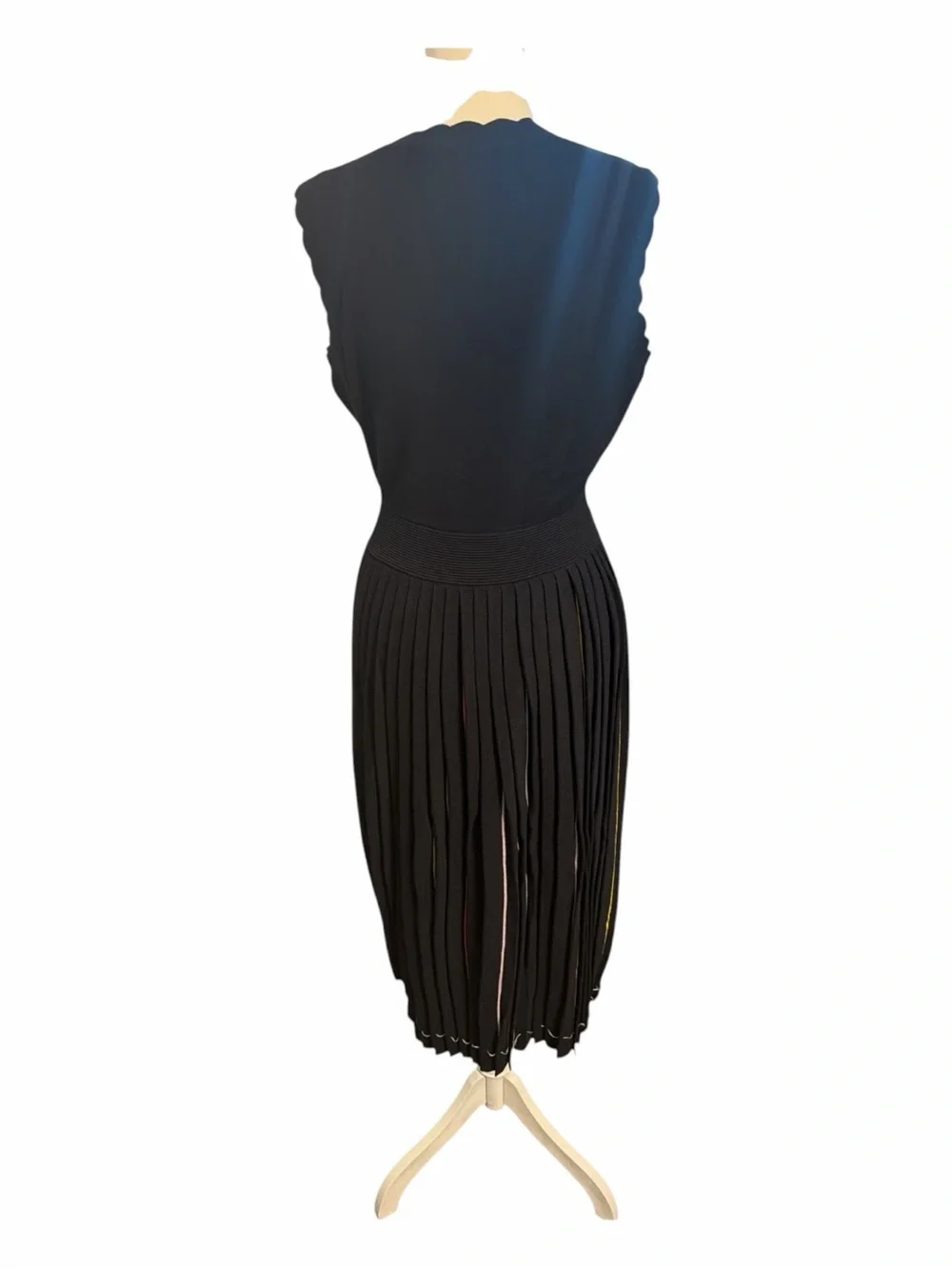Rare Kate Spade Rainbow Pleated Sweater Midi Dress Black M NWOT
